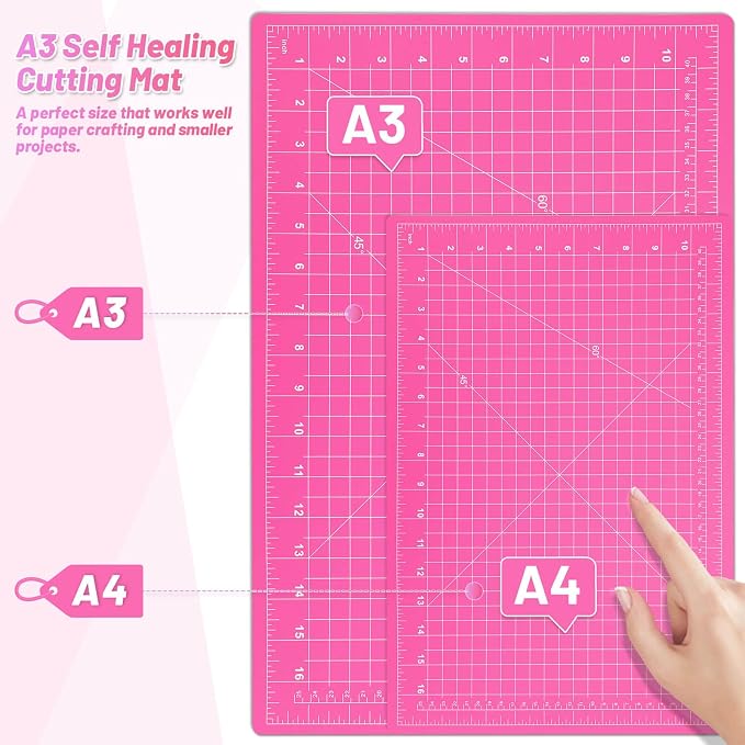 anezus Self Healing Cutting Mat for Rotary Cutting, 17.8" x 11.9", Pink