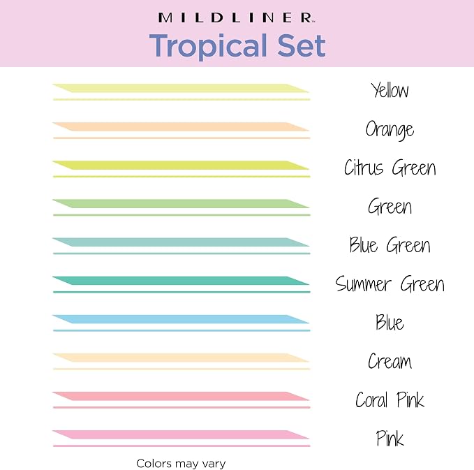 Zebra Pen MILDLINER Highlighter, Tropical Bisque Colors, Dual Tip, 10-Pack | No Bleed, Broad and Fine Point Tip, Ideal for Bible Highlighting, Journaling, School, Teacher and Office Supplies (78301)