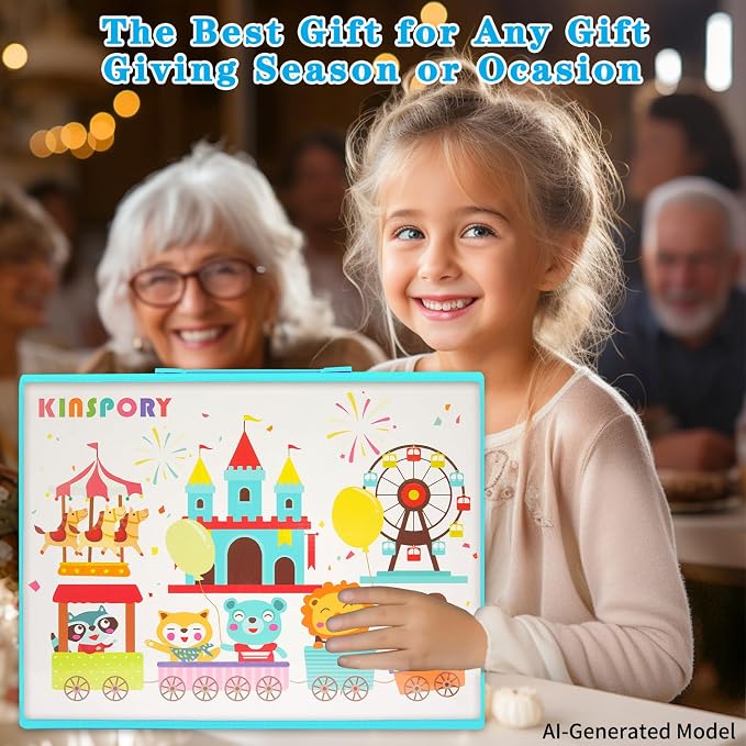 KINSPORY Art Set for Kids, 290 Pack Double-Side Easel Drawing Kits (Blue)