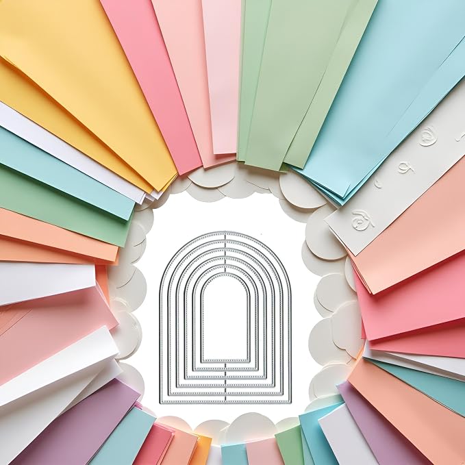Overlap Arched Border Metal Cutting Dies for Card Making Kit Embossing Paper Die Cuts Scrapbook Machine Stencils Storage Pockets Supplies, Scrapbooking