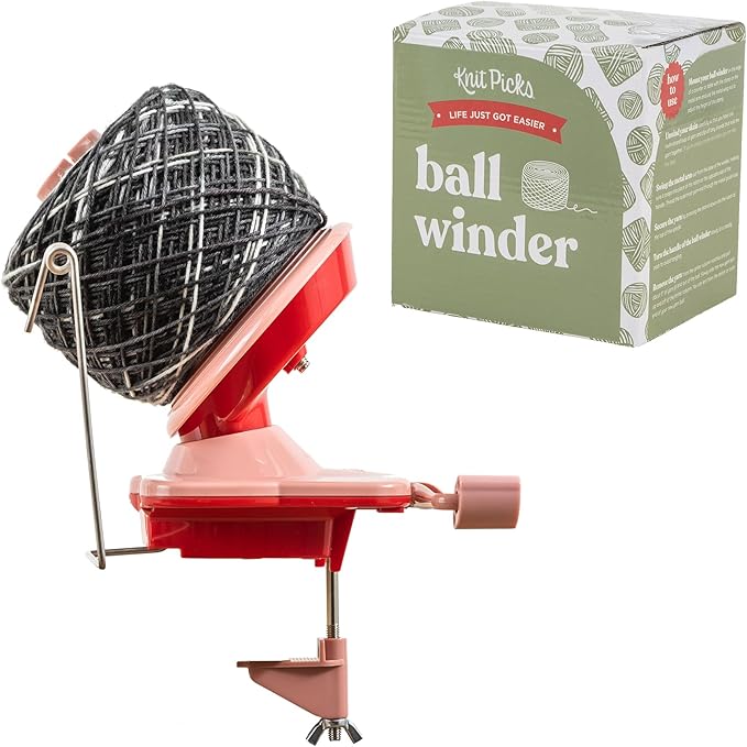 Knit Picks Yarn Ball Winder for Knitting and Crocheting (Red) | Manual ball winder that winds up to 100g or 3.5 ounces of yarn into a cake