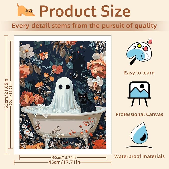 Reivworl Ghost Paint by Numbers Kit for Adults Beginner 16×20 inch