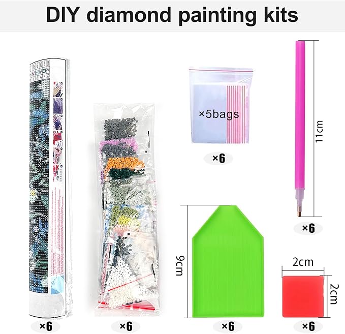 6 Pack Diamond Art Kits for Adults, Diamond Painting Kits for Beginner | Fantasy Diamond Dots Full Drill Crafts for Gem Art Dot Art for Adults Home Wall Decor for Teens Boys Girls 5D DIY 12x16 inch