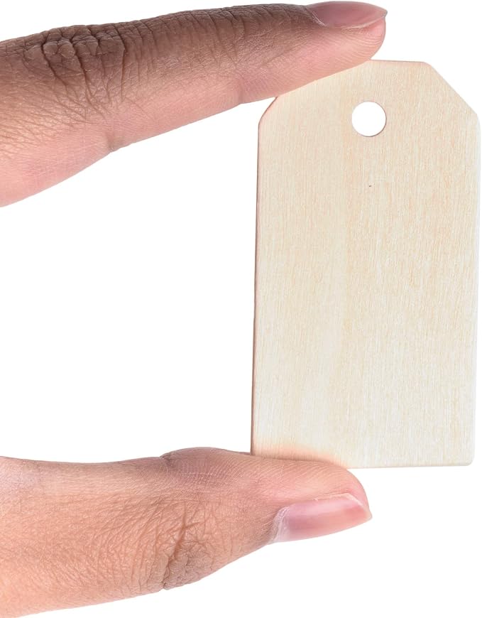 Super Z Outlet 50 Pack Unfinished Natural Wood Rectangle Blank Pieces Wooden Tags Slices for Arts & Crafts, Painting DIY Decorations, Embellish, Burning & Staining (2 1/4" x 1 1/4" Tag)