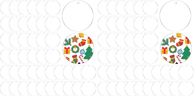 50 Pcs Acrylic Ornament Blanks 3 inch, Clear Keychains Blanks Acrylic Round Discs Blank with Hole for Christmas Ornaments Decor, Plastic Circles for Engraving, Painting, DIY Crafts (Pack of 2)