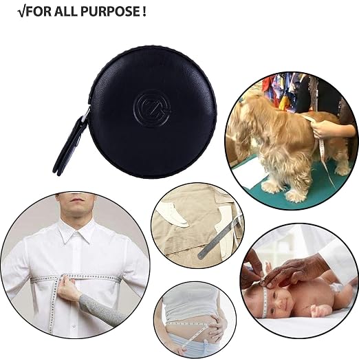 Sewing Tape Measure, Medical Body Cloth Tailor Craft Dieting Measuring Tape, 60 Inch/1.5M Dual Sided Retractable Ruler with Push Button Round(1 Pack, Black)
