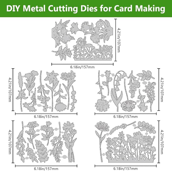 31PCS Flower Metal Die Cuts Wildflower Metal Cutting Dies Flower Leaf Shape Embossing Scrapbooking Cuts Stencil Leaves Embossing Paper Dies for Card Making Album Decorative