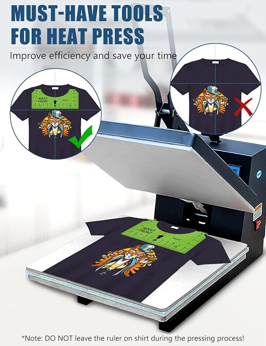 Vowlove T-Shirt Placement Guide for Cricut Heat Press and Vinyl Transfers | Reusable Alignment Tool for Front, Back and Chest Logo Positioning with Heat Press, Embroidery and Apparel Making
