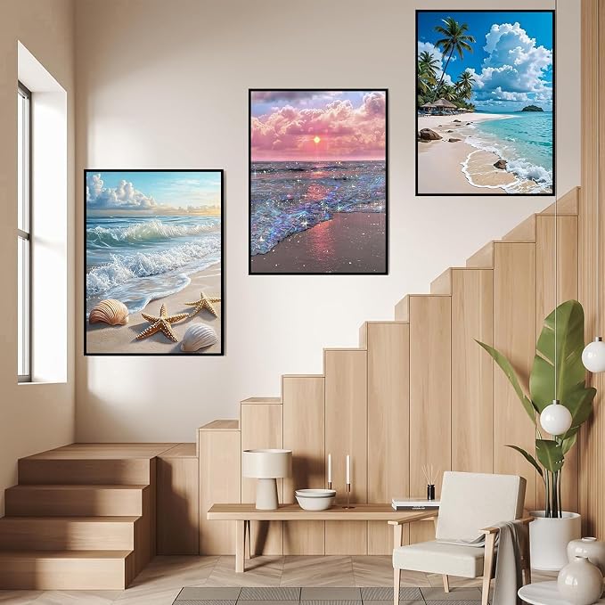6 Pack Diamond Art Kits for Adults, Beach Diamond Painting Kits 12x16 inch
