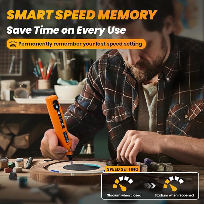 HARDELL Mini Cordless Rotary Tool 4V Orange Black | 71 Accessories USB Charging Multi-Purpose DIY Craft Tool Sanding Polishing Drilling Engraving
