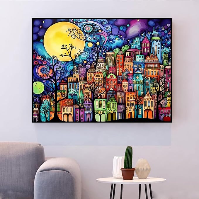 Meothan Diamond Art Kits for Adults Dream Town Diamond Painting Kit 12x16in