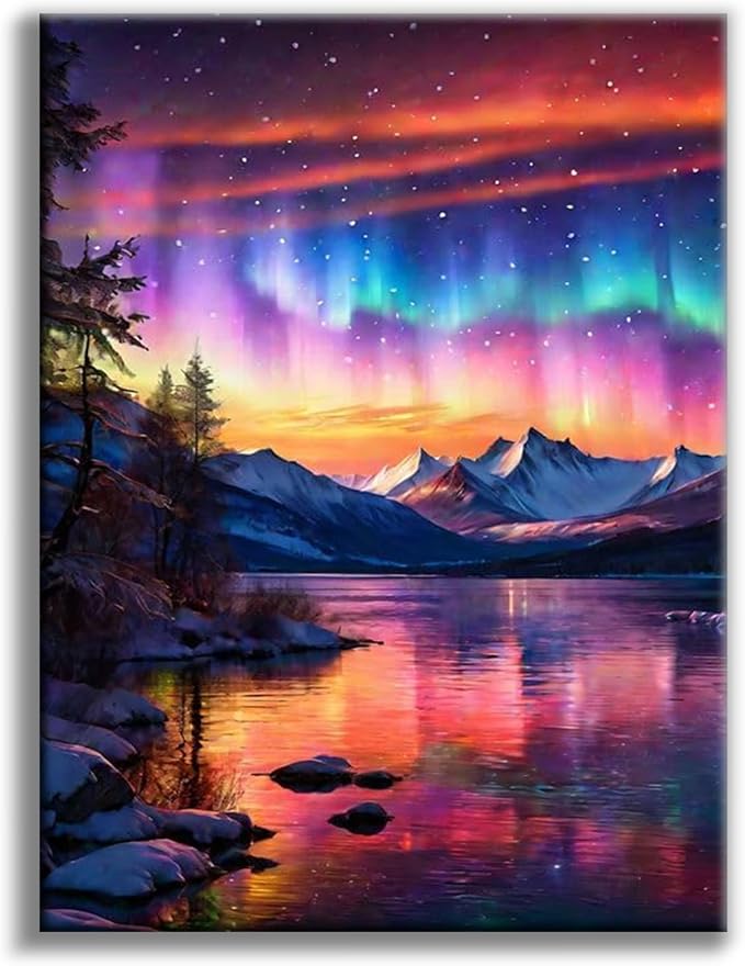 Diamond Art Kits for Adults, Aurora DIY 5D Diamond Painting for Beginners | 12x16 Inch, Full Drill Round Dots, Fantastic Landscapes Gem Art Craft Kits, Home Decor, Stress Relief Relaxing Hobby Gift