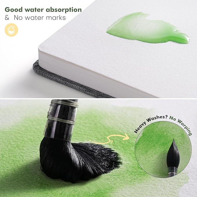 Fuumuui Watercolor Sketchbook 7.6"x7.6" Watercolor Journal with 30 Sheets Cold Pressed | 140 lb/300gsm Cotton Paper Acid-Free for Painting, Drawing, Art Journaling, Sketchbook As Travel Notebook
