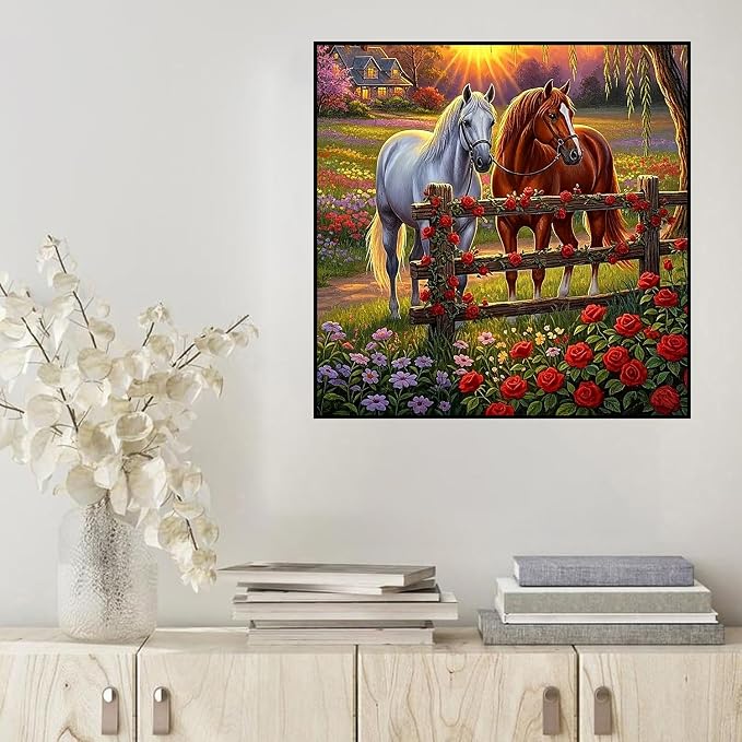 HHMATITS Horse Diamond Art Kits for Adults, Diamond Painting 14X14IN