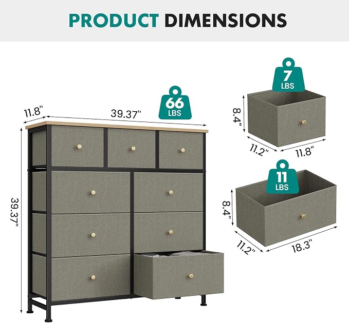 OLIXIS 9 Drawer Tall Dresser for Bedroom, Closet Organizers and Storage