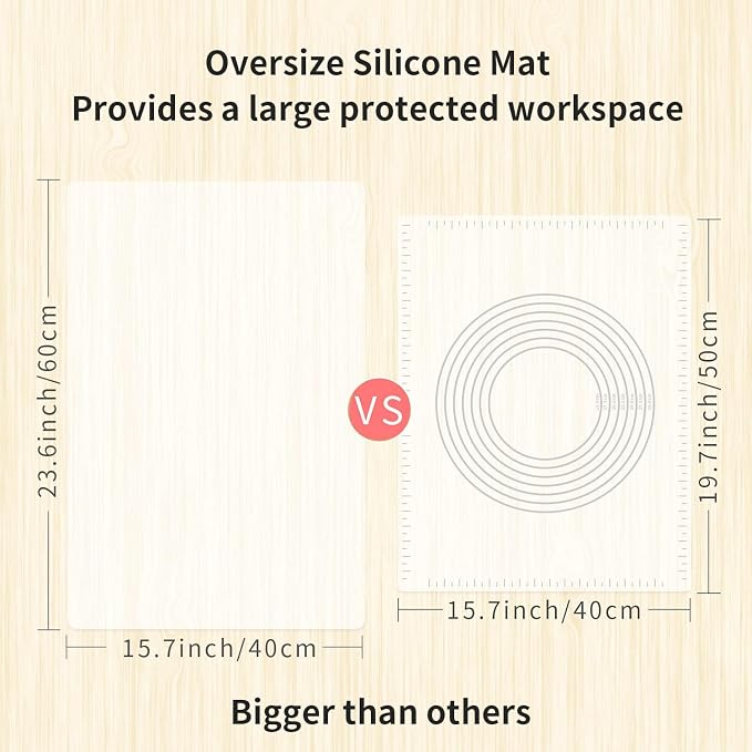 Oversize Silicone Table Placemat, Food-Grade Flexible Silicone Table Mat for Baking Pastry Non-Stick, Kids Nonslip Dinner Placemat Heat Resistant Waterproof Countertop Protector (Translucent)