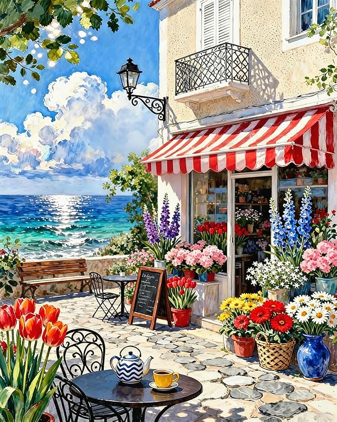 ZRIZQ Paint by Numbers Kit for Adults Beginner Landscapes,City Scape,16x20 | Full set with wooden brushes,rolled canvas,rich paints.Calming activity.Beginner friendly.Just open and paint.
