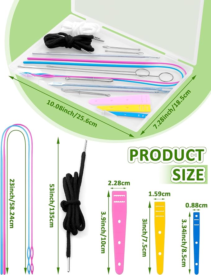 FIVEIZERO Drawstring Threader Tools & Draw Cords for Drawstring Replacement | Loop Turner Sewing Tool;2pcs Drawstring Cords;Drawstring Threader for Hoodie,Jacket and Pants Threading;Bodkin Sewing Tools