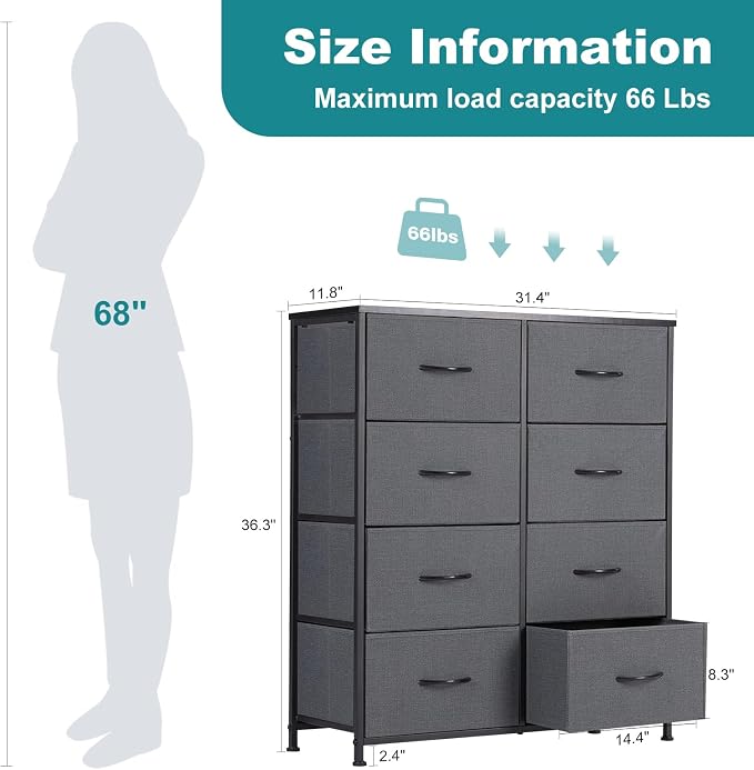 OLIXIS 8 Drawer Storage Dresser for Bedroom, Closet Organizers Units