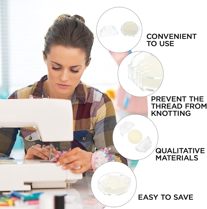 Maitys 2 Pcs Thread Wax Beeswax for Hand Sewing,Colorless, Clear Case | Conditioner for Embroidery Quilting, Strengthens Sewing Line Reduces Fraying, Clear Case Storage, Natural Beeswax Formula