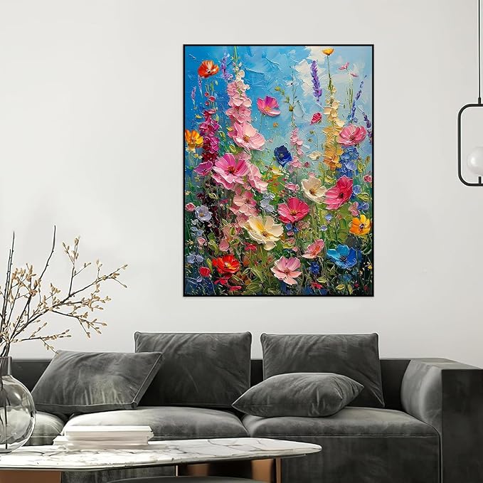 2 Pack Flowers Paint by Numbers Kit for Adults Beginner (Without Frame)