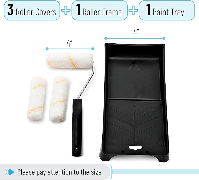 Bates Paint Tool Set - 4" Roller, Foam & Mini Rollers, Tray & Covers