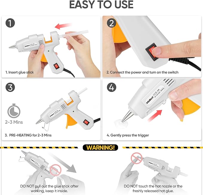 ROMECH 20W Mini Hot Glue Gun Kit, 30 Glue Sticks Set for DIY Crafts, Repair