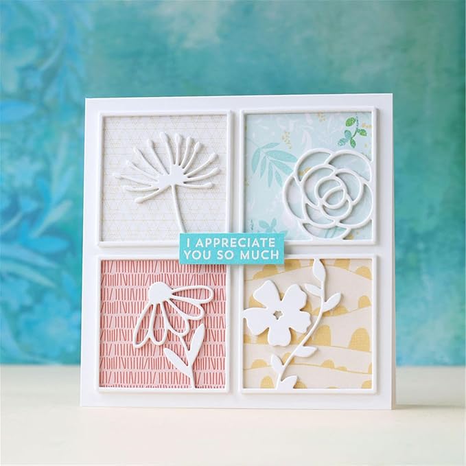 Cutting Dies 3D Background Frame Metal Stencils Scrapbooking Tools DIY Craft Carbon Steel Embossing Template for Paper Card Making Album Arts Supplies (Frame E-Flower Photo 10.2x10.2cm)