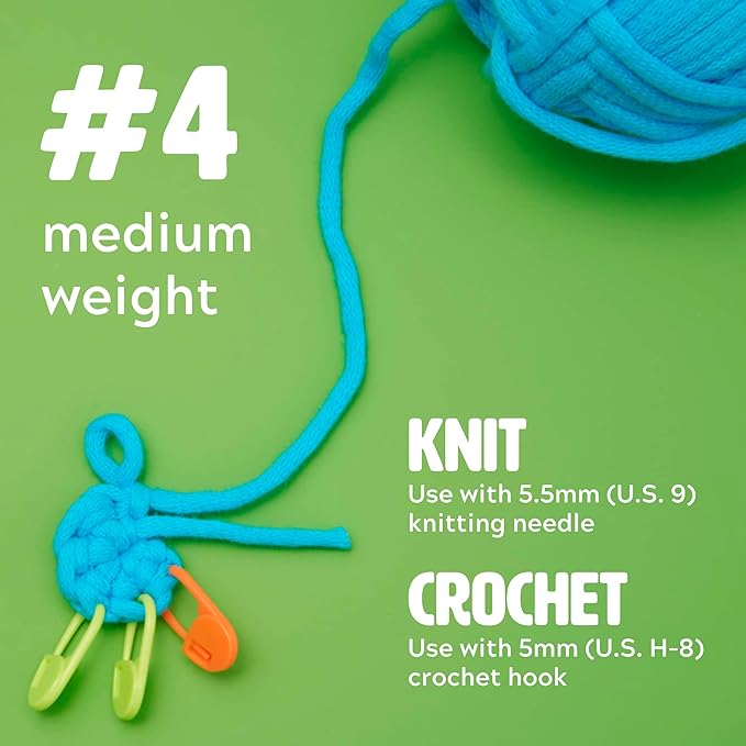 Woobles Easy Peasy Yarn for Beginners - Crochet & Knitting Yarn, Red | As seen on Shark Tank, Cotton-nylon blend, Medium worsted weight 4, Easy-to-see stitches, Soft and non-splitting, Amigurumi