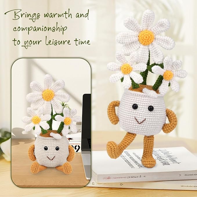 Nitlak Daisy Crochet Plant Gifts, Positive Emotional Support Crochet