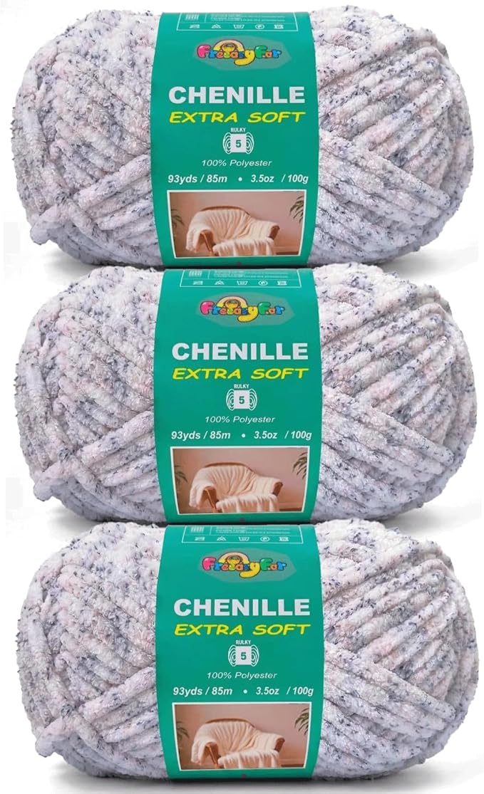Super Soft and Cozy Chenille Yarn for Crocheting and Knitting -Easy to Crochet with-Bulky #5, 3.5oz/93yds -Chunky Plush Yarn for Hand Craft Blanket Ammigurumi (Purple Rain, 3 Pack)