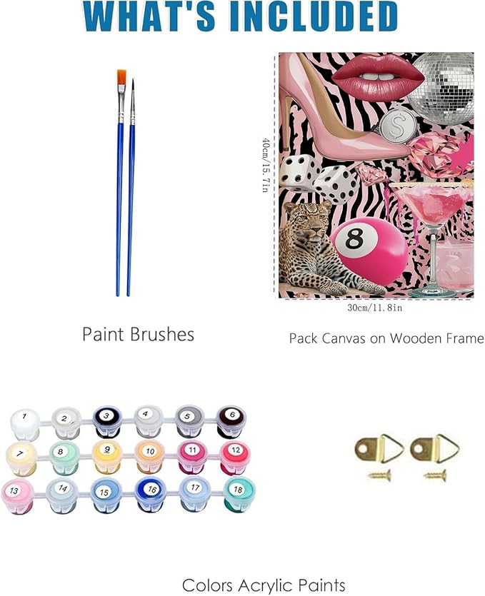 WUDWL Coquette Paint by Numbers Kit for Adults, Color By Numbers for Adults | Fashion Cheetah Decor Painting by Number On Canvas, Paint Number Artist Funny Without Frame DIY, Home Wall Decor, 12x16in