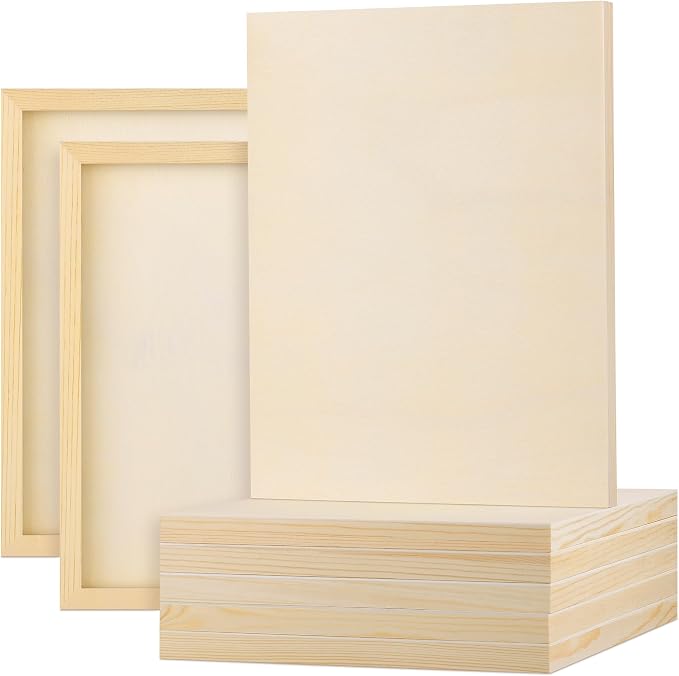 Aodaer 8 Pack Wood Panels 11 x 14 Inch Wooden Panels Canvas Unfinished Craft Wood Boards Panels for Art Crafts Acrylic and Oil Painting Pouring DIY Projects