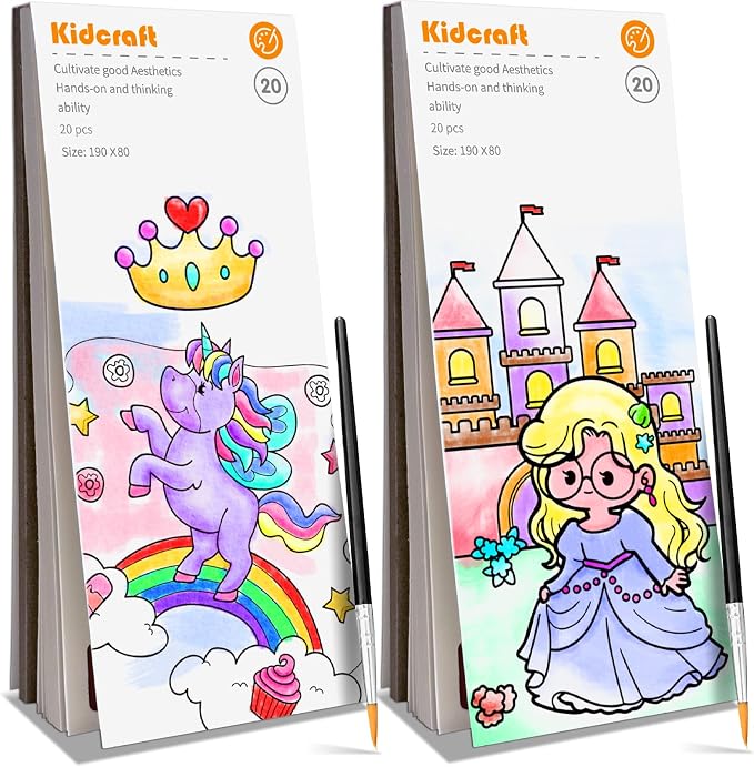Kidcraft Paint with Water Coloring Books for Toddlers, Pony+Princess