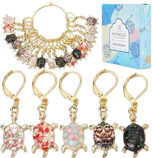 SUNNYCLUE 1 Box 20Pcs Stitch Marker Charms Locking Stitch Marker Metal Clip on Removable Lobster Clasps Leverback Stitch Markers for Knitting Weaving Sewing Needleworks Women DIY Crafts Gift Supplies