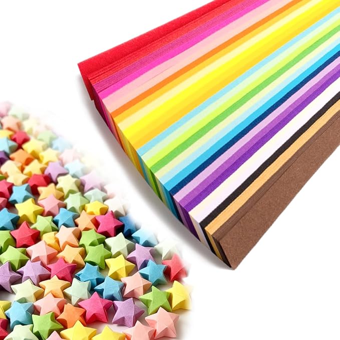 Star origami, star folded paper strips in color, handmade paper stars (27 color mix (1350 sheets ﻿