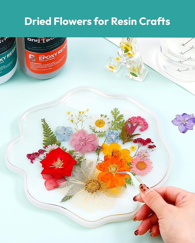 Resiners 100Pcs Dried Flowers, Pressed Flowers for Craft(Retro Style) | Real Natural Dried Flowers Dry Leaves Kit for DIY Making Crafts Resin Soap Candle Scrapbook Supplies Card Making Jewelry