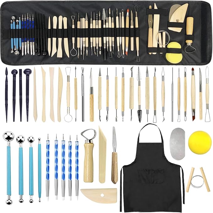 WQHDQLY 45PCS Pottery Tools, Practical Polymer Clay Sculpting Tools Kit, Air Dry Clay Tools Set for Adults, Pottery Craft, Carving, Dotting, Shaping, Molding, Modeling,Drawing