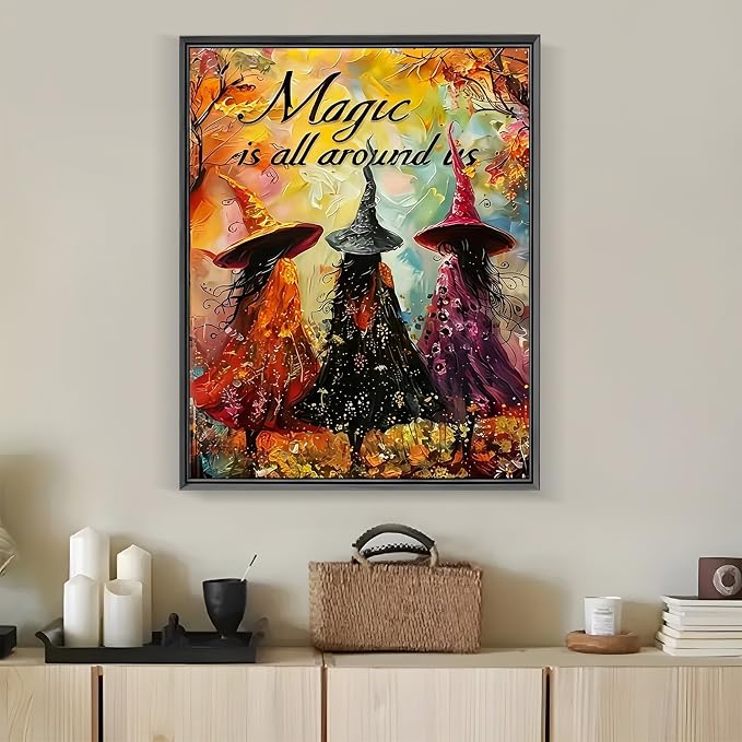LKHMVCA Halloween Fall Witch Forest Paint by Number Kits for Adults, DIY Paint by Numbers Kits for Adults Beginners Without Frame, Acrylic Paint Canvas Painting Kits Art for Home Decor 16x20 Inch
