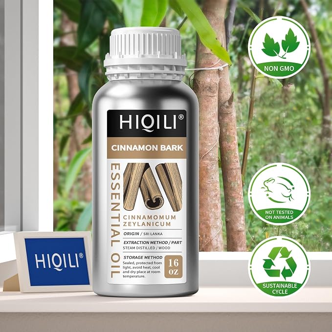 HIQILI Cinnamon Bark Essential Oil for Versatile DIY, Diffuser & Skin