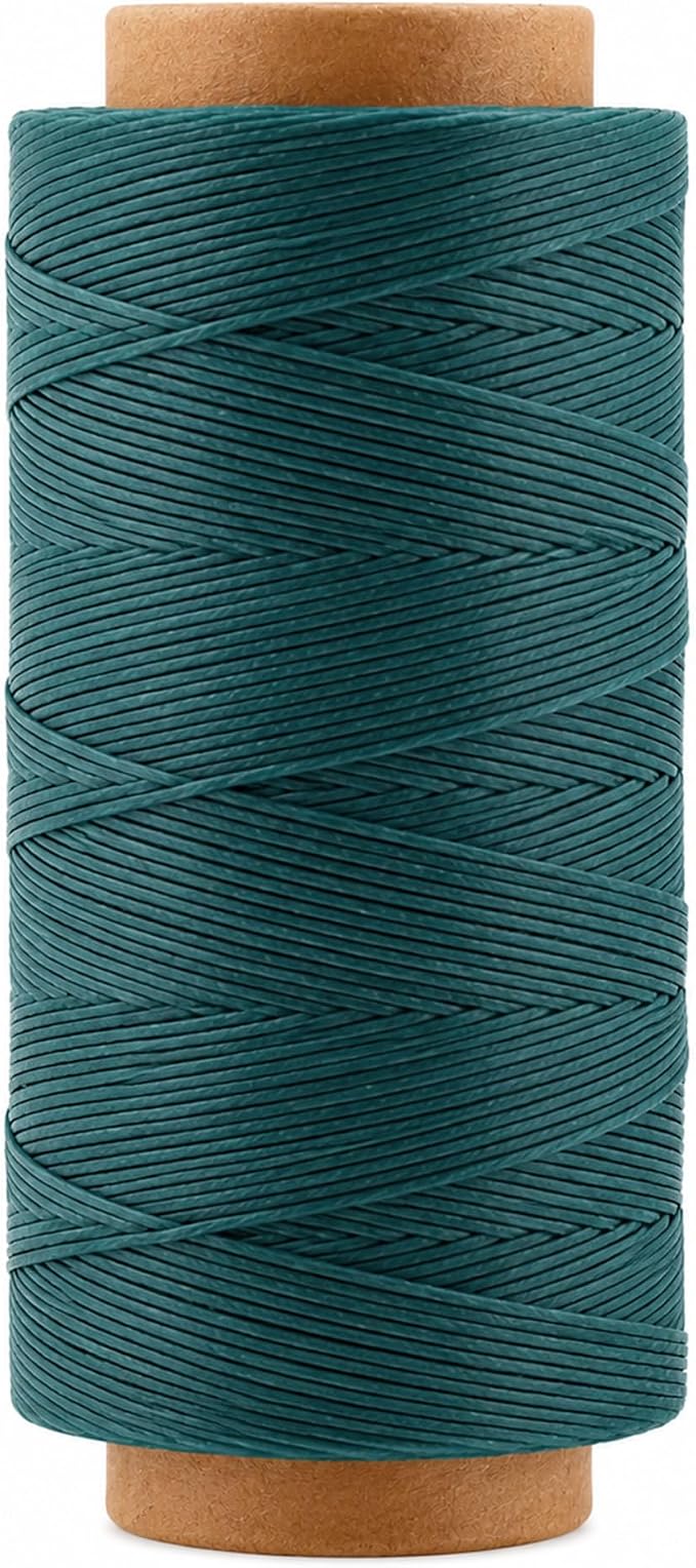 Mandala Crafts 150D 0.8mm Teal Flat Waxed Thread for Leather Sewing