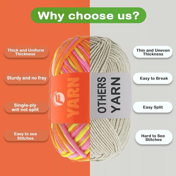 3.5Oz/120yds Beginner Easy Yarn for Crocheting and Knitting;Worsted-Weight Medium #4;Cotton Blend Yarn for Beginners Amigurumi DIY (Sunglow, 1 Skein)