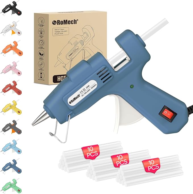 ROMECH 20W Mini Hot Glue Gun Kit, 30 Glue Sticks Set for DIY Crafts, Repair