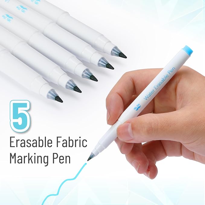 Mr. Pen- Washable Fabric Markers for Sewing, 5 Pack, Blue | Erasable, Water Soluble Embroidery Pen, Fabric Marking Pens for Sewing