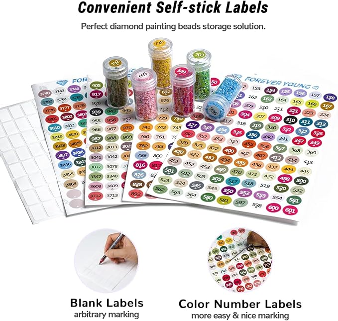 Foreveryoung 2-Pack Diamond Art Storage Containers, 120-Grid Bead Organizer | Store your diamond art beads neatly with the organizer, keeping diamonds tidy. Diamonds not included. Includes free labels.