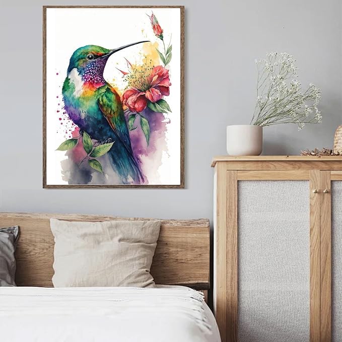 Ausanrl Hummingbird Diamond Painting Kits for Adults 12x16in | Bird Diamond Art Kits for Adults,5D Diamond Painting,DIY Gem Art Bird Home Wall Decor Perfect for Relaxation Art and Crafts