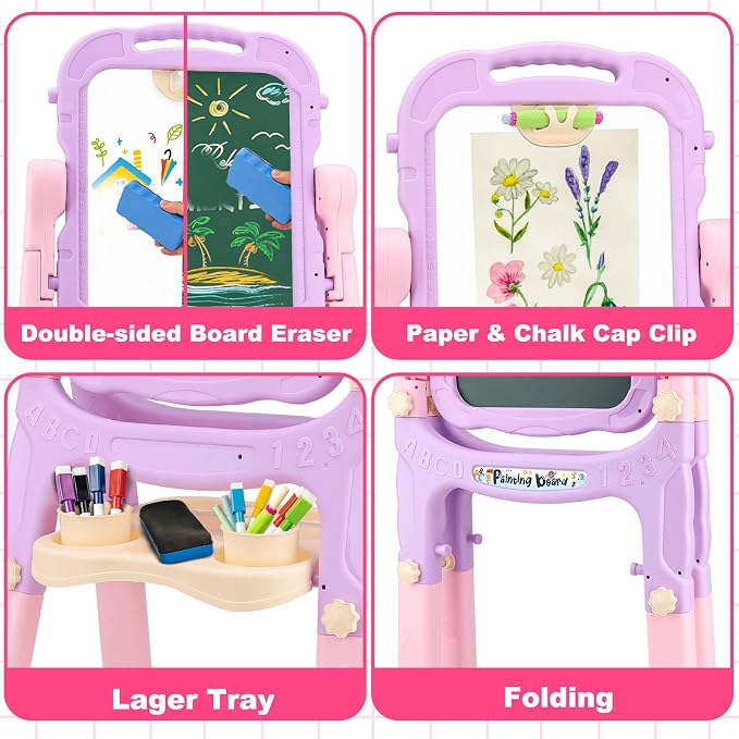 Toddlers Art Easel KidMagnetic White Board Chalk Board Toys 3 4 5 Year Girl Birthday Gifts
