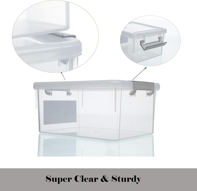 Citylife 10Packs 1.3Qt Small Storage Bins with Lids,Stackable Clear