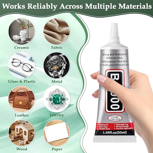 B7000 Glue Clear with Precision Tip for Rhinestones, 5Pcs 50mL/1.68 fl oz | Strong Adhesive Jewelry Bead Gem Glue, Quick Dry Bedazzling Glue for Jewelry Making Repair Fabric Clothes Shoes DIY Crafts