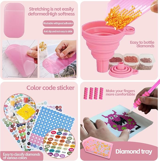 DNSGOOR 186Pcs Diamond Art Accessories Kit with A4 LED Light Pad